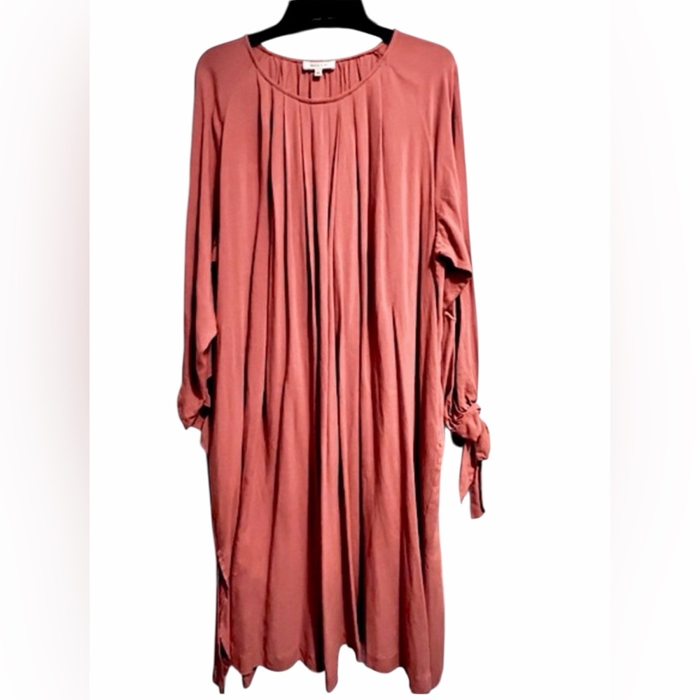 Hailey & Co boutique apricot orange swing dress w/side pockets bow tie sleeve